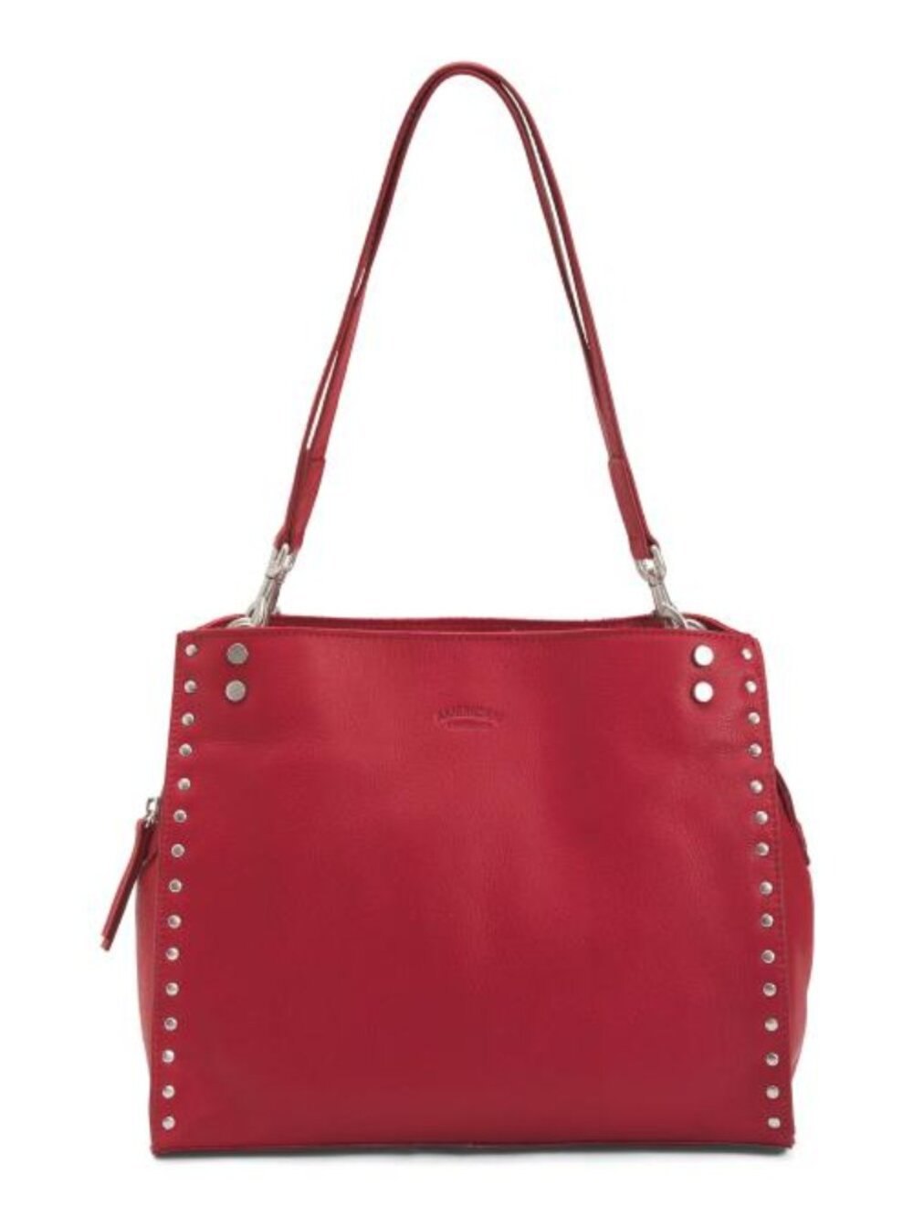 AMERICAN LEATHER CO. Leather Lenox Studded Triple Entry Satchel